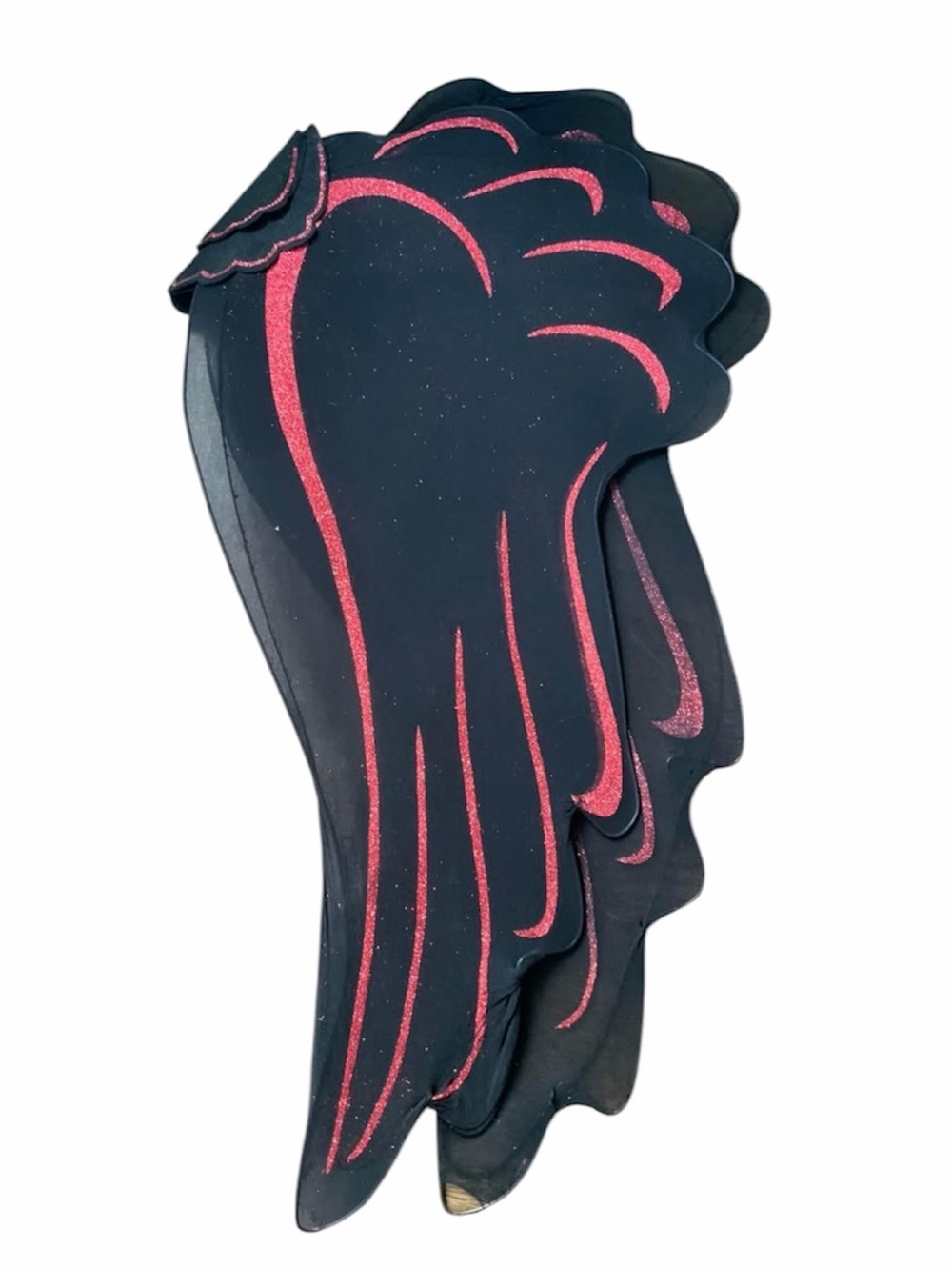 Halloween Dark Fairy Angel Black Red Glitter Oversized Large Wings Adult/Youth